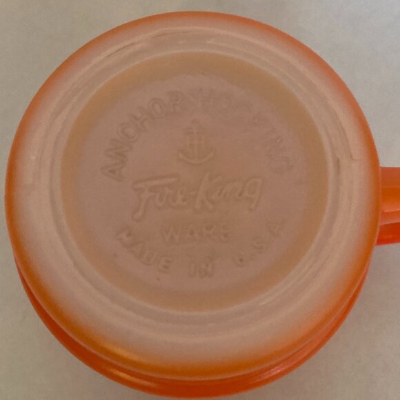 Vintage Anchor Hocking Fire King Ware Red Orange Coffee Mug - Picture 7 of 14